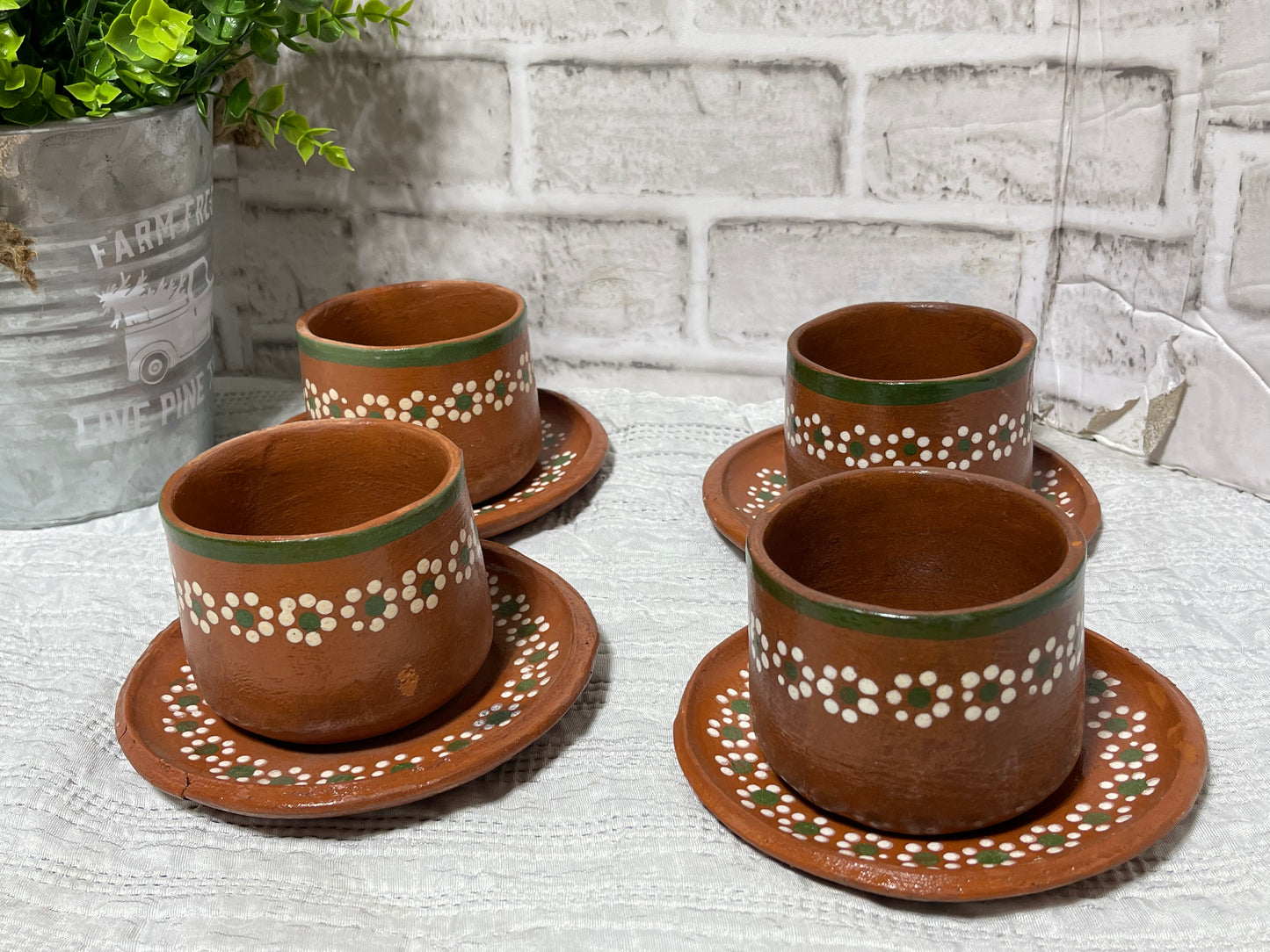 Mexican handmade rustic coffee/tea 8pc set- set de barro para te o cafe