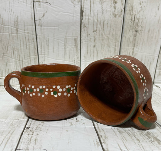 Mexican rustic traditional clay coffee cup- Jarrito/taza de barro cafetero