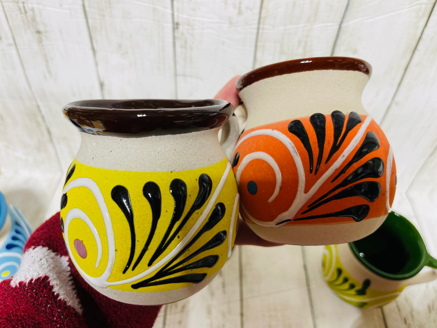 Handmade Mexican coffee mugs 4”-jarritos de barro
