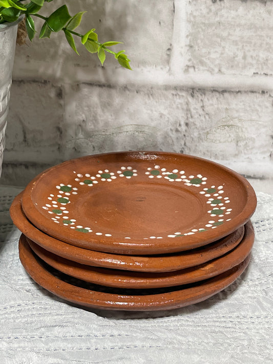 Mexican handmade terra-cotta rustic dessert plate 2pc/Plato de barro pastelero