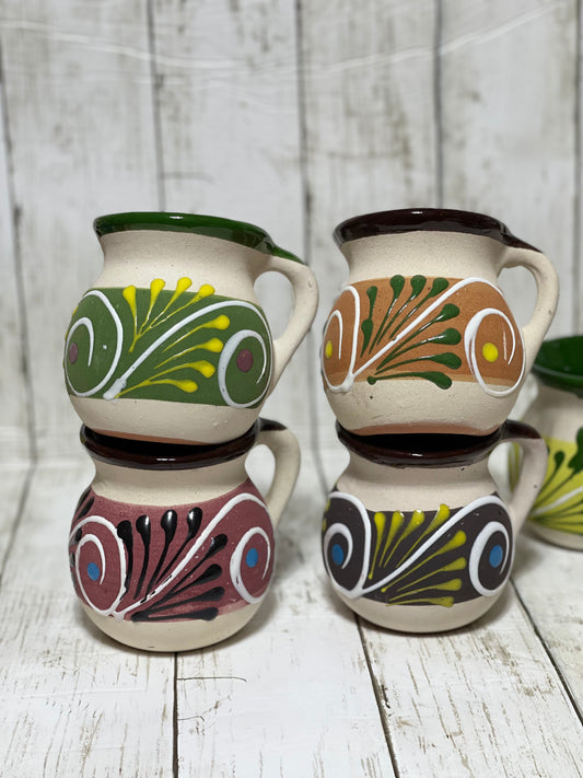 Handmade Mexican coffee mugs 4”-jarritos de barro