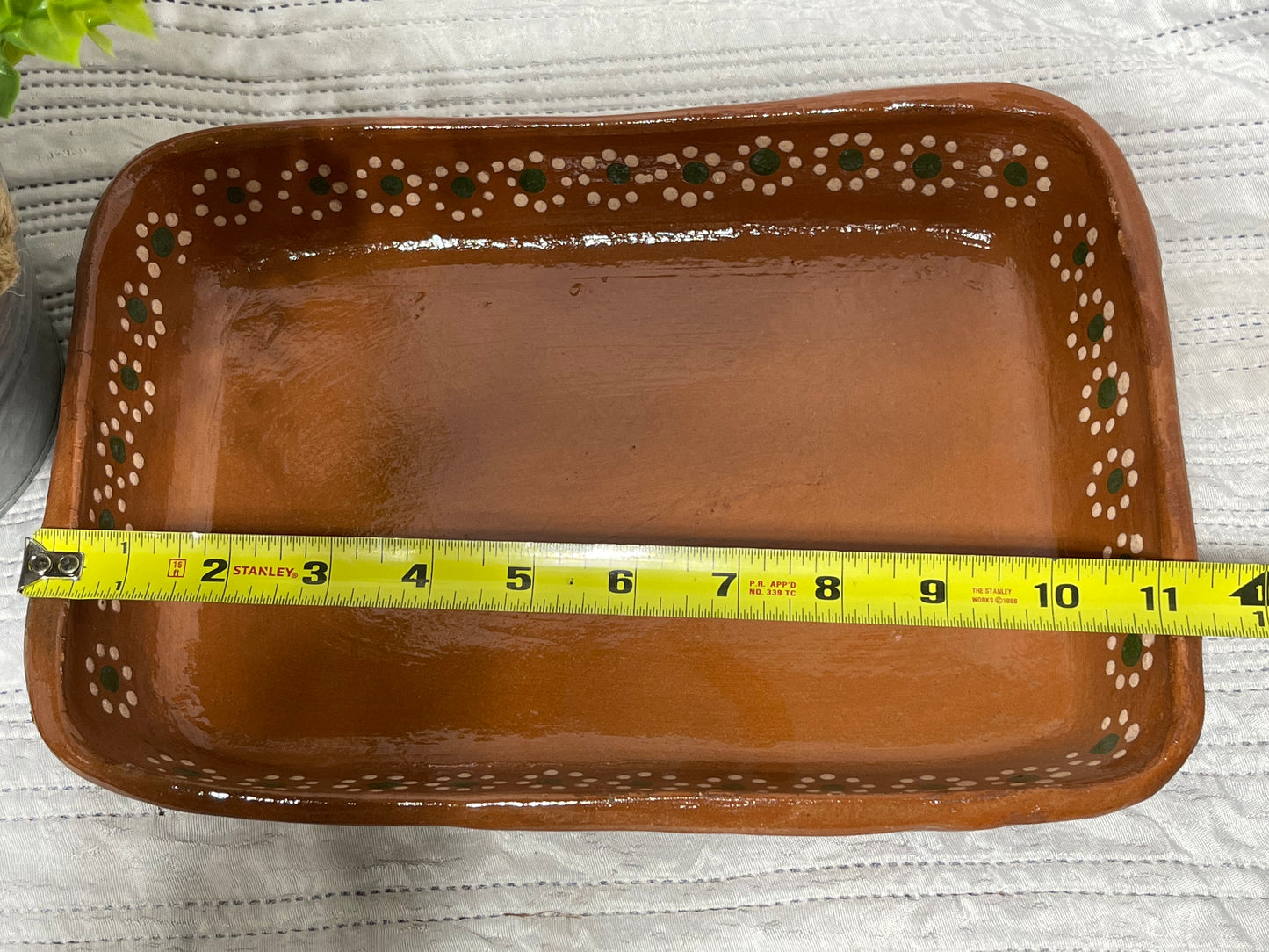 Handmade Mexican rustic clay/ceramic rectangular deep plate/ Plato de barro taquero rectangular