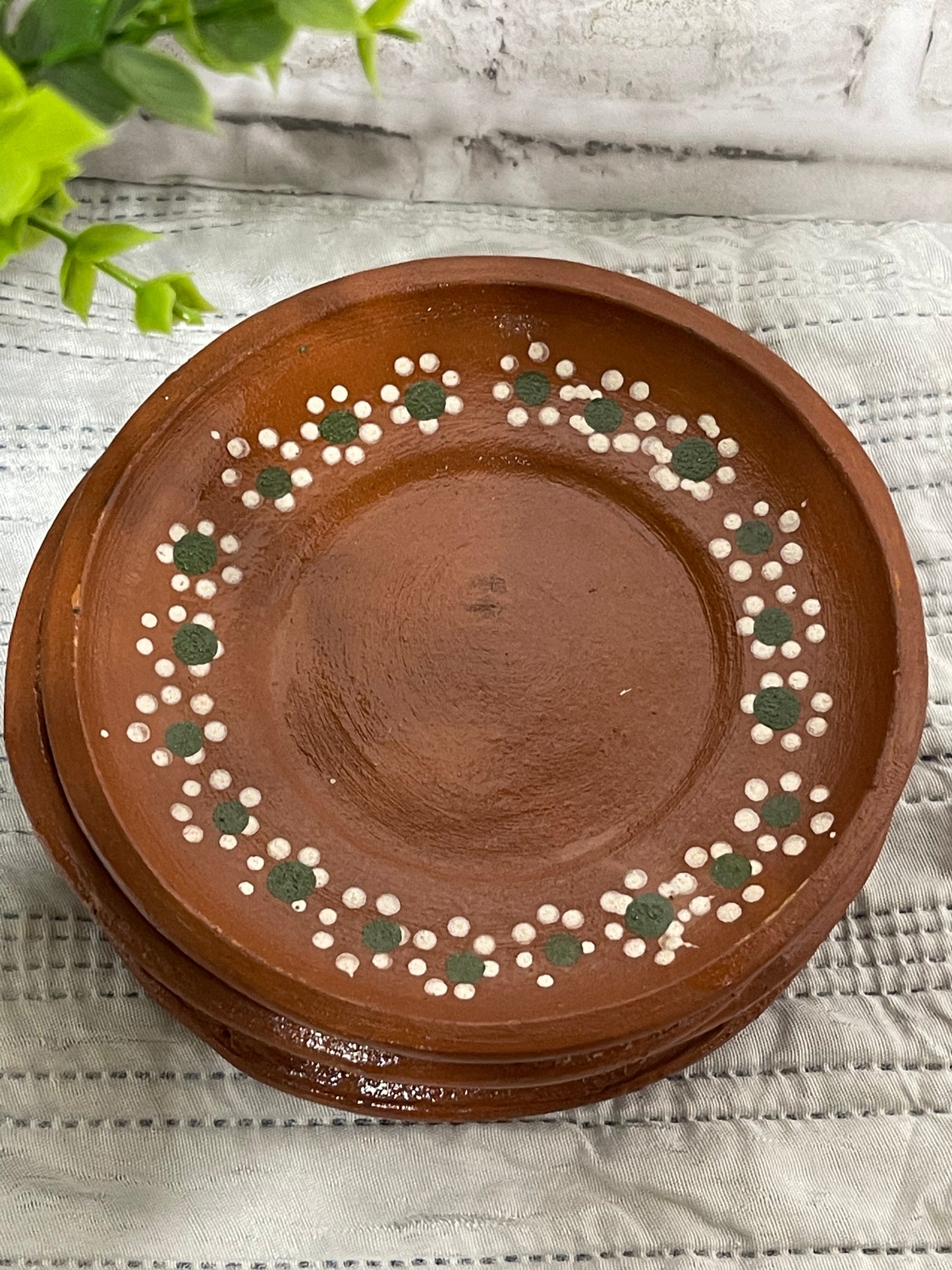 Mexican handmade terra-cotta rustic dessert plate 2pc/Plato de barro pastelero