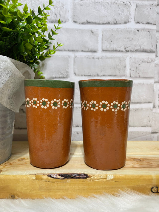 Handmade rustic clay tumbler cup/ jaibolero/vaso de barro