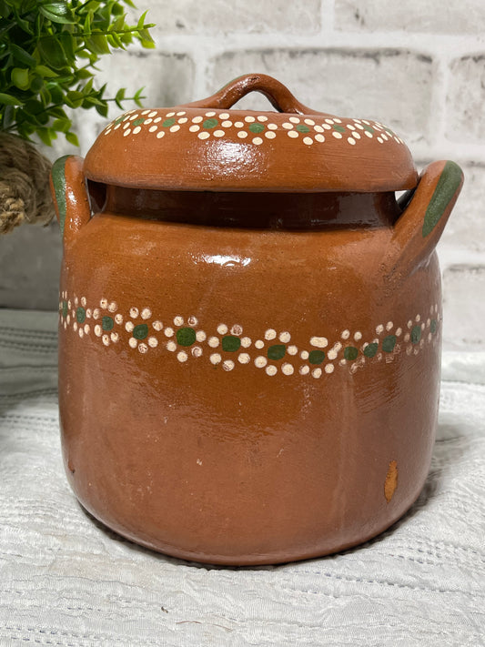 Mexican handmade rustic classic terracotta bean pot/olla frijolera de barro