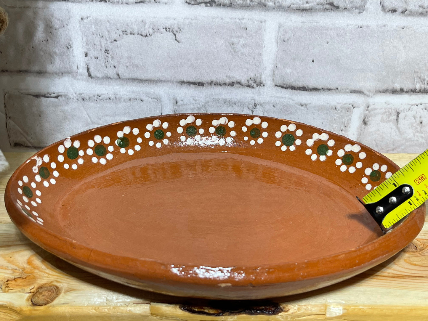 Mexican handmade rustic traditional 11” oval plate 2pc set/Platos de barro ovalados